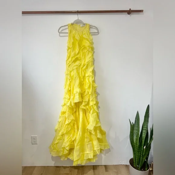 NWT Zimmermann Wonderland Yellow Ruffle Hi Low Dress